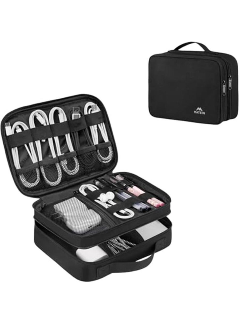 Electronic Organizer Travel Case, Small Double Layers Cable Organizer for Travel
